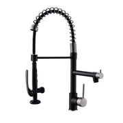 Commercial Modern Black Pull Down Double Outlet European Gourmet Kitchen Led Water Faucet With Plate