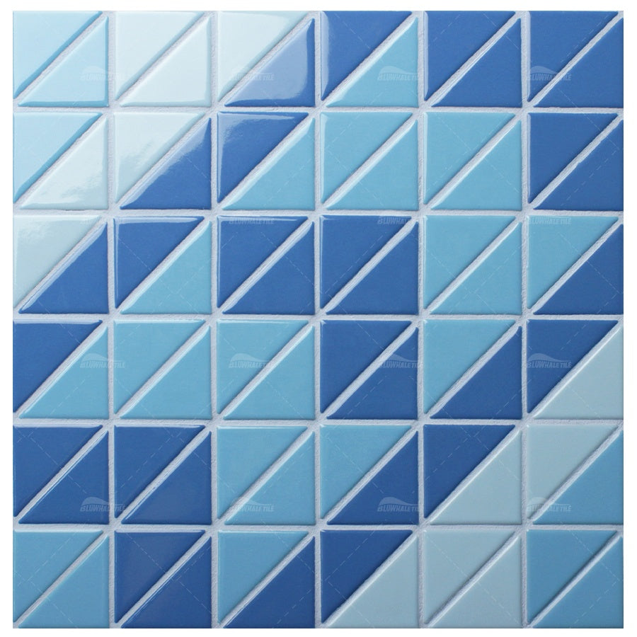 Custom Blue Glazed Triangle Mosaic Tile Wholesale Bluwhale 