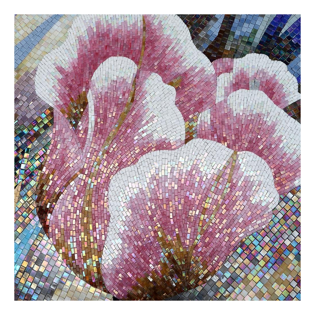 Custom Modern Flower and Bird Wall Mosaic 
