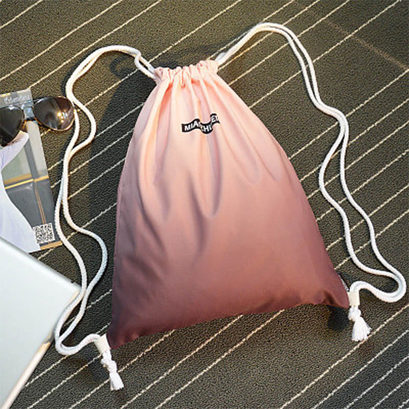 Custom eco friendly drawstring backpack with zipper pocket, colorful, waterproof, printed, polyester lined, logo display - gift 