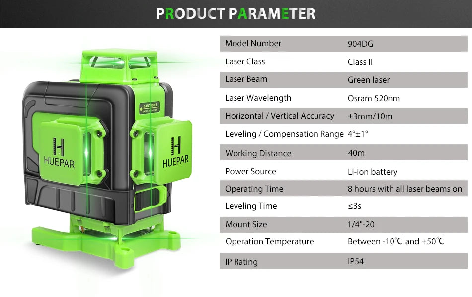 Máy cân mực laser 4D 16 tia xanh Huepar đa năng - Daisan Mart