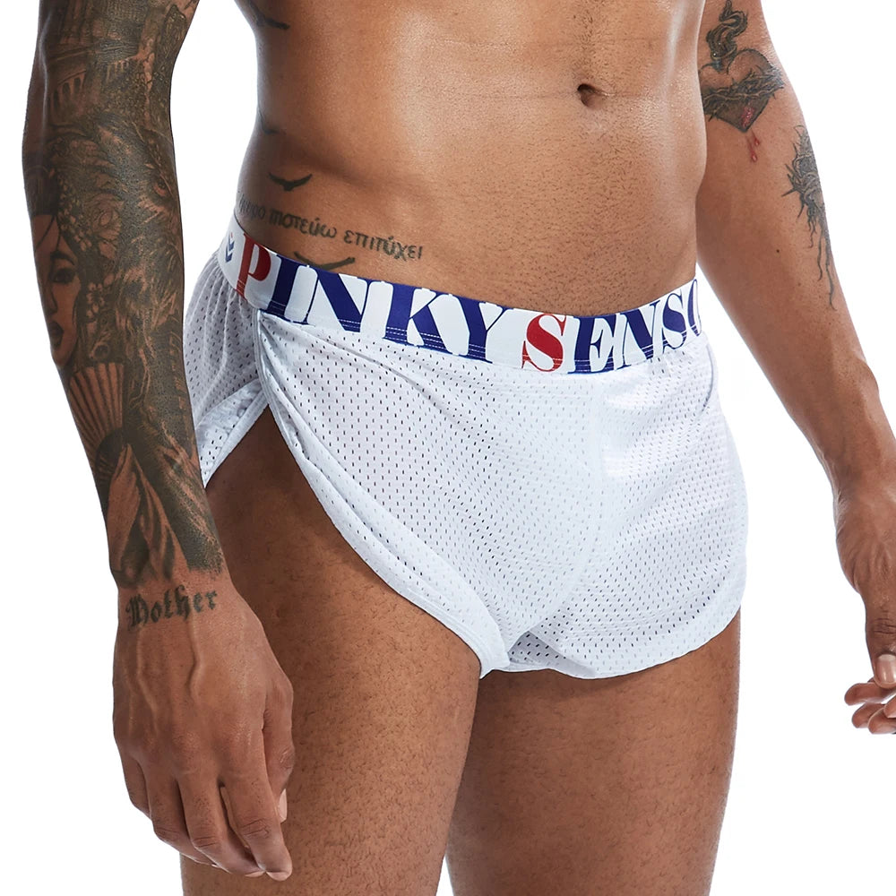 Men's Summer Thin Arrow Shorts - White Black Mesh