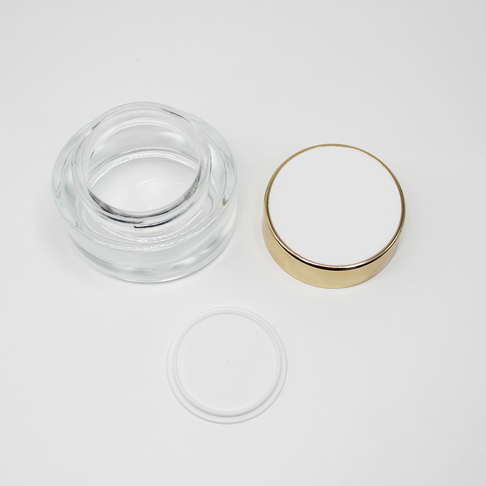Eco-friendly glass cosmetic cream jar with black plastic/aluminum lid for skin care cream, face cream, eye cream packaging 