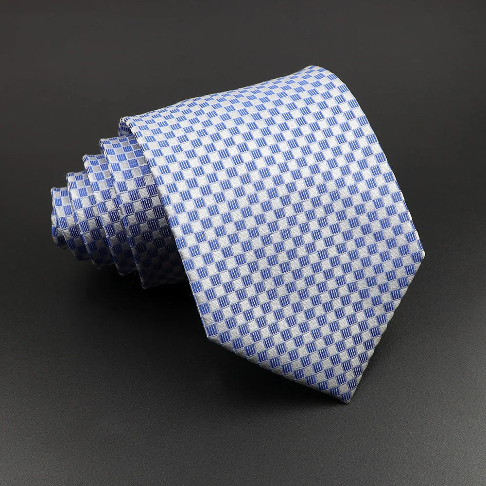 Cà vạt lụa cao cấp sọc kẻ cho nam - Xám Hồng Xanh