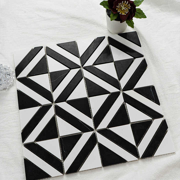 Custom drawing design self adhesive mosaic kitchen wall tiles black and white wall tiles for villa 
