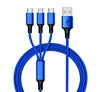 3 in 1 Durable Nylon Multi-Function Charging Cable 1.2M