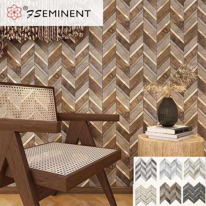 High quality aluminum-plastic fishbone self-adhesive tiles, wood grain pattern for interior 