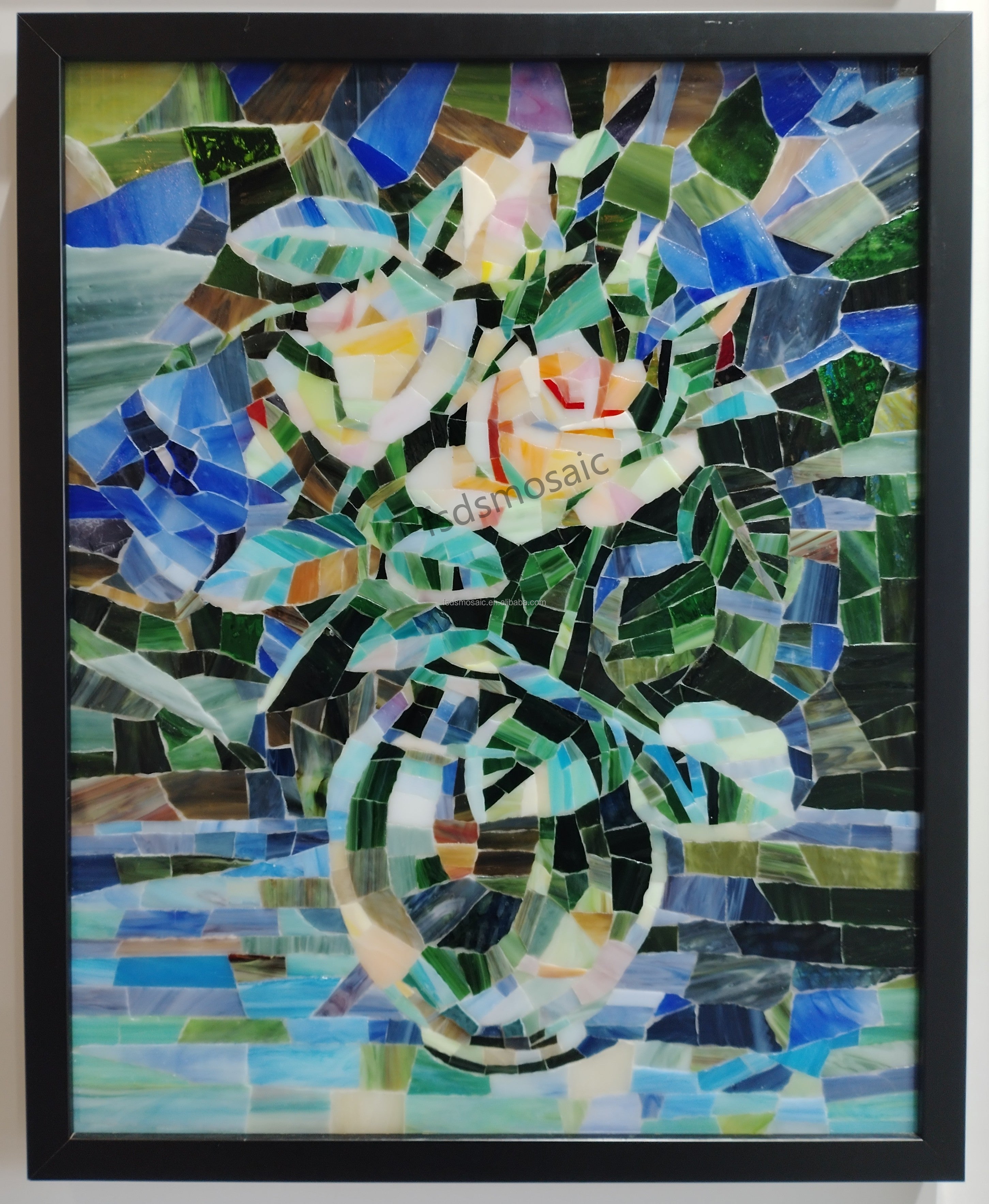 Handmade glass mosaic flower table decoration 