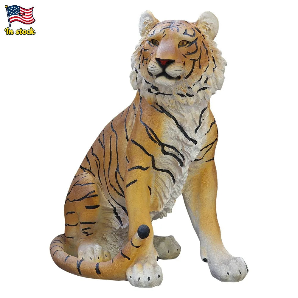 US Stock Lifelike Yellow Tiger Resin Statue, Outdoor Garden Animal Decor - Daisan Mart