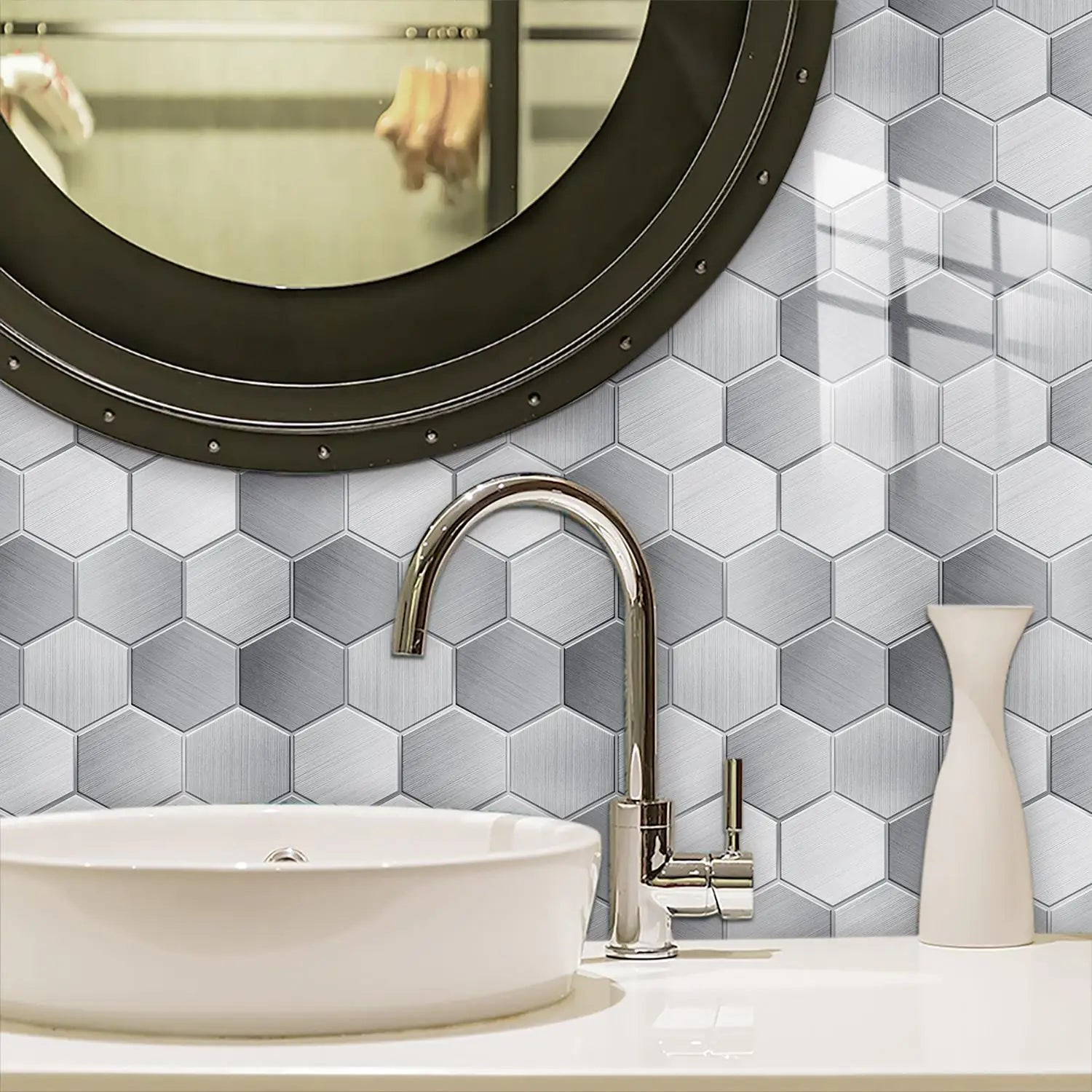 Hexagon Self-Adhesive Mosaic Tiles PVC Peel & Stick Kitchen & Bedroom Backsplash Stylish Decorative Stickers Made in China - Daisan Mart