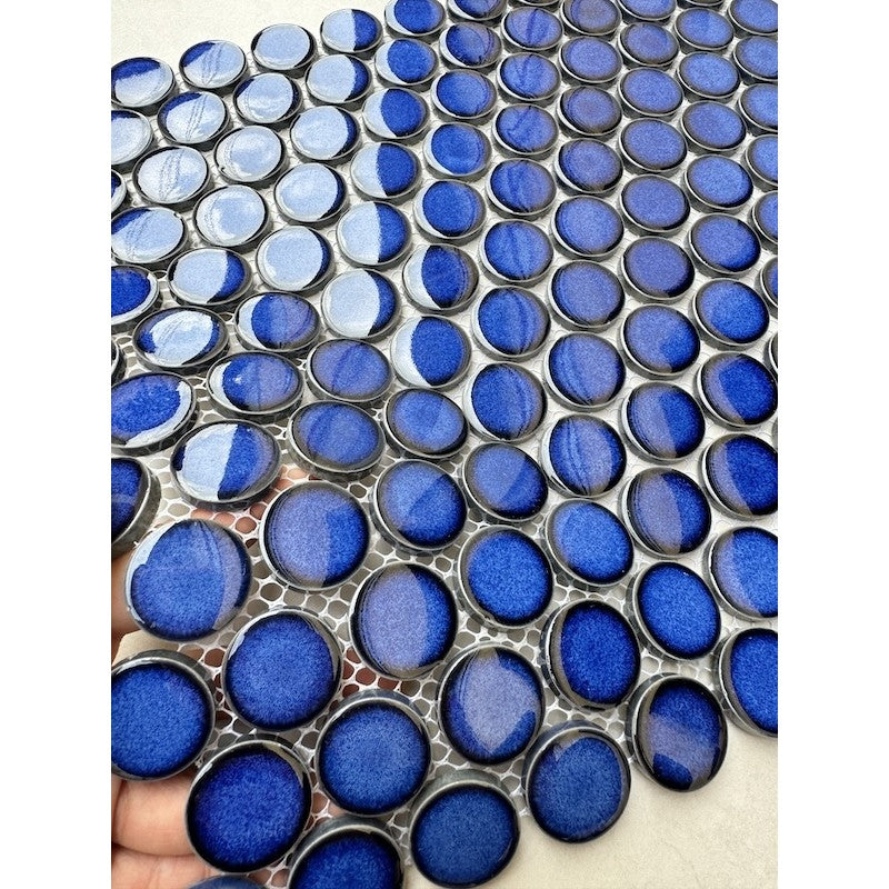 BLUE POLLO DOT MOSAIC TILES CB 128 