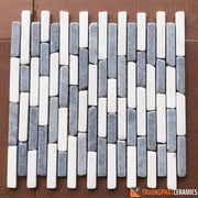 Đá ốp tường mosaic trắng đen chữ nhật