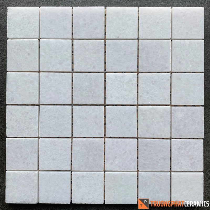 Đá ốp tường mosaic trắng muối