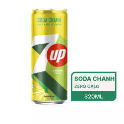7Up Lemon Soda Zero Calorie Can 320ml Refreshing
