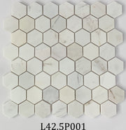 Milky white mosaic stone with glossy hexagonal chip L42.5P001