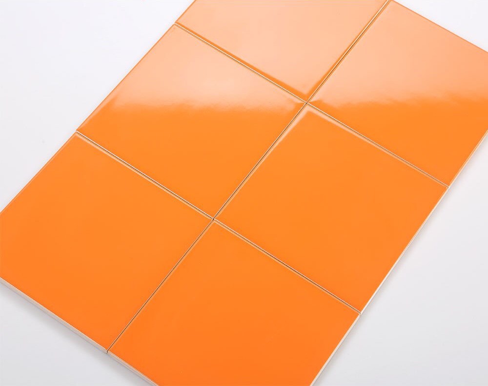 Vietnamese brick tiles, flat glossy orange, size 100x100 mm, M1109, Goods (1 box/ 110 pieces/ 1.1m2)