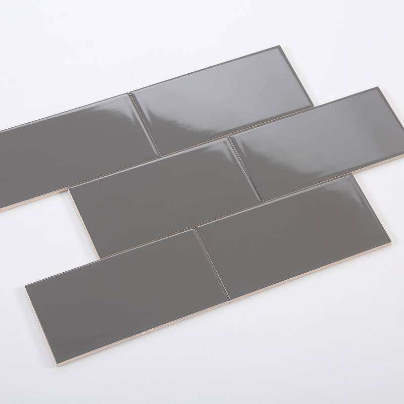 Flat glossy dark gray tile 100x200mm M1203