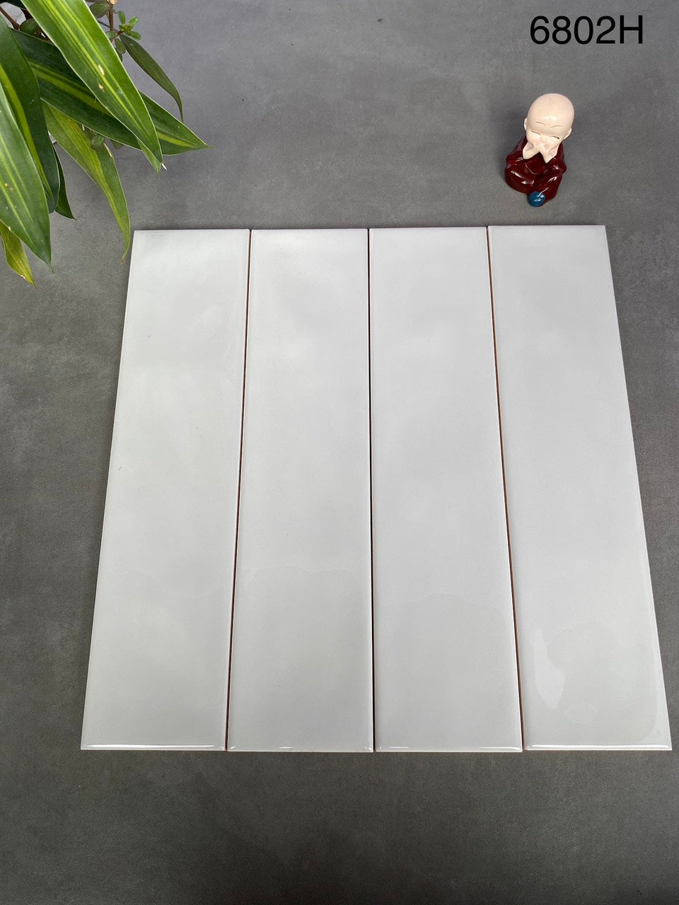 Light gray glossy wavy tiles size 68x280 code M6802H