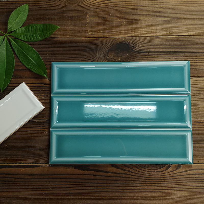 Light blue glossy concave tile, 68x280mm, M6804S-A