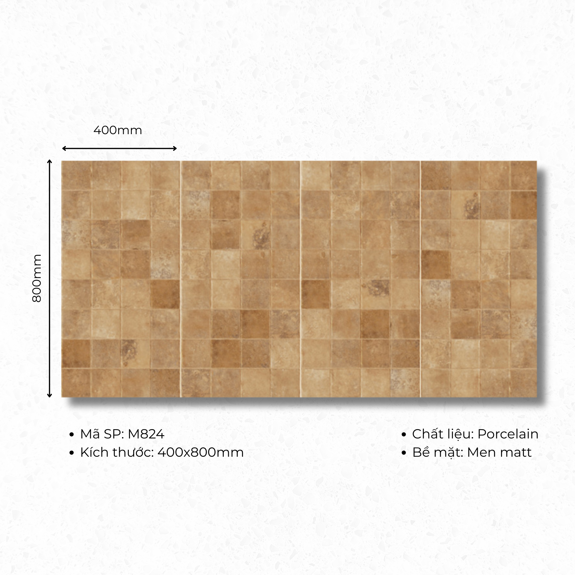 400x800 ceramic tiles code M824 (1 box/ 1.92m2/ 6 pieces/ 36.5kg)