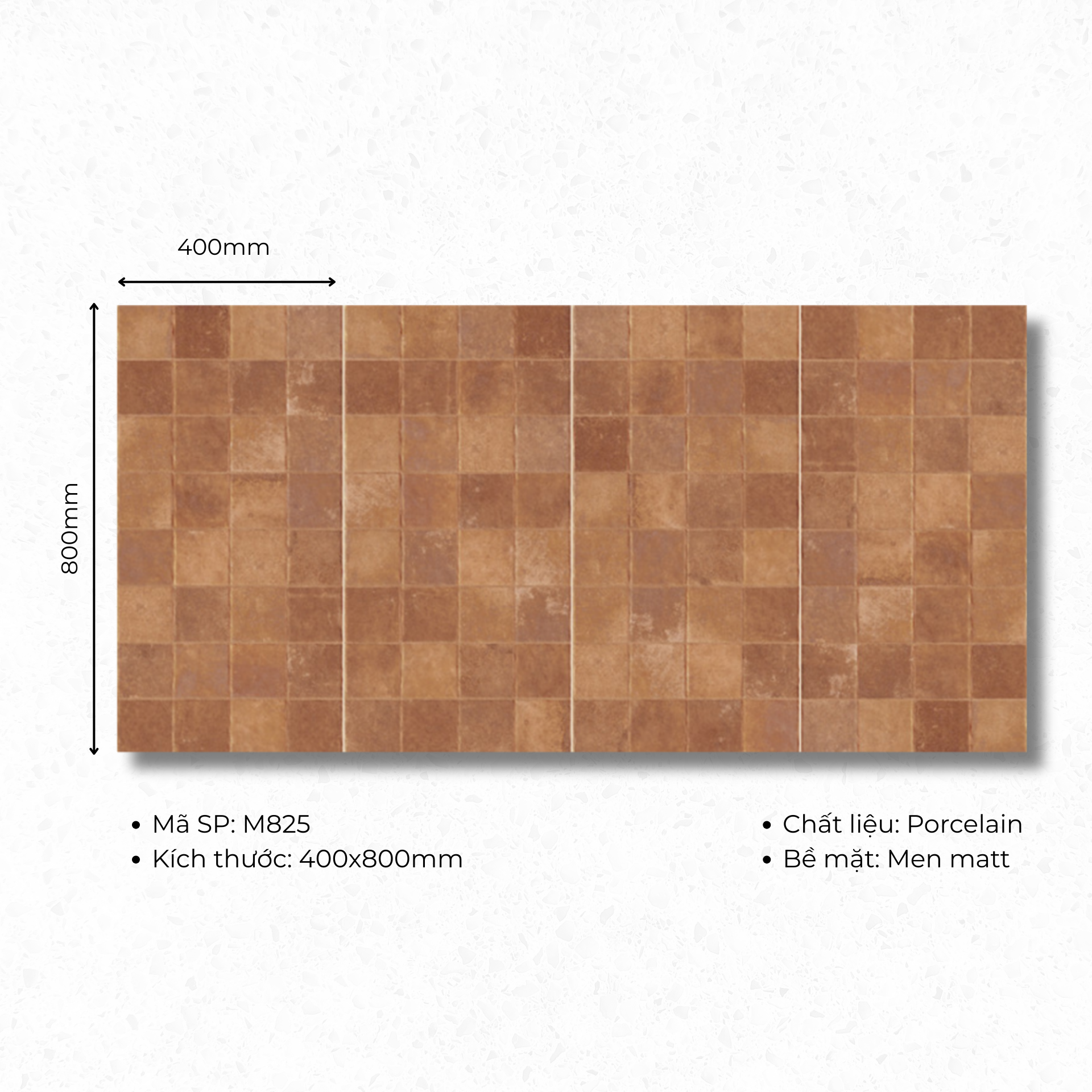 400x800 ceramic tiles code M825 (1 box/ 1.92m2/ 6 pieces/ 36.5kg)