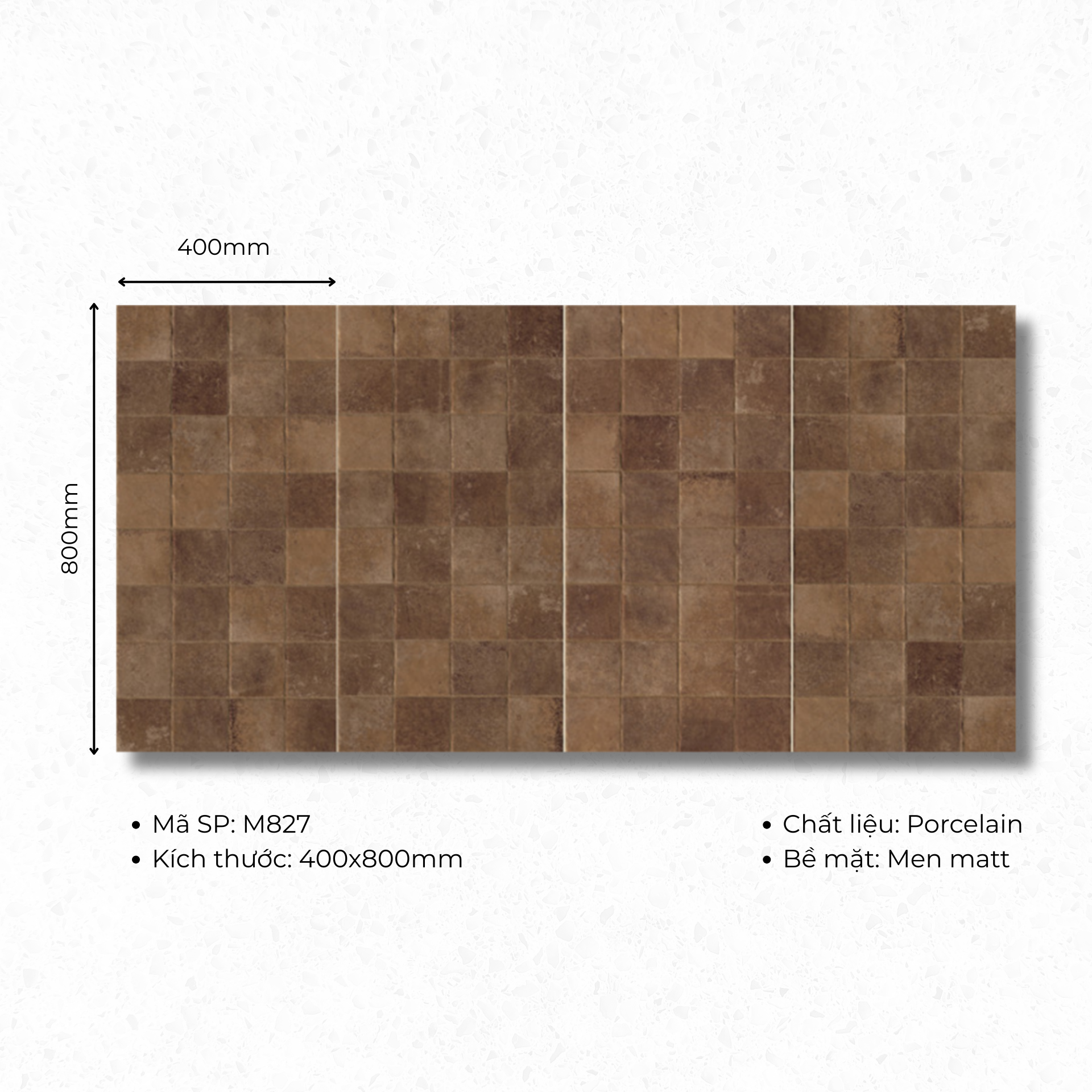 400x800 ceramic tiles code M827 (1 box/ 1.92m2/ 6 pieces/ 36.5kg)