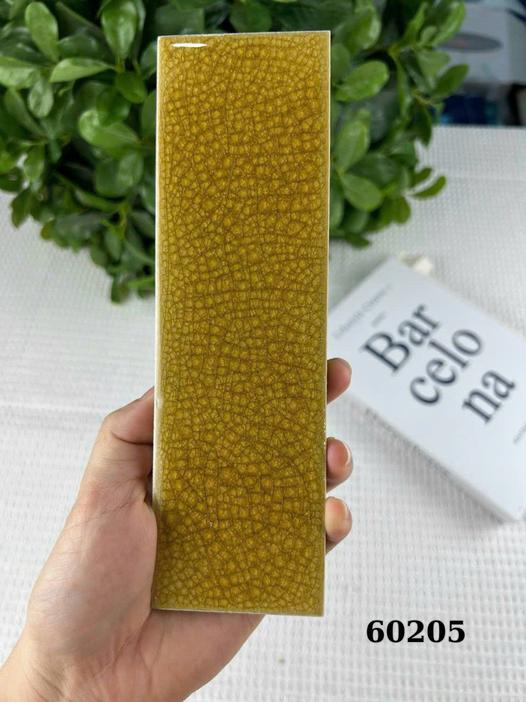 Chinese crackle glazed ceramic tile, size 60x200mm, yellow crackle color, code MBL60205