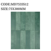 Chinese tile, Light blue flat translucent, size 75x300 mm, MD7535S12 (1 box/ 44 tiles/ 1.125m2)