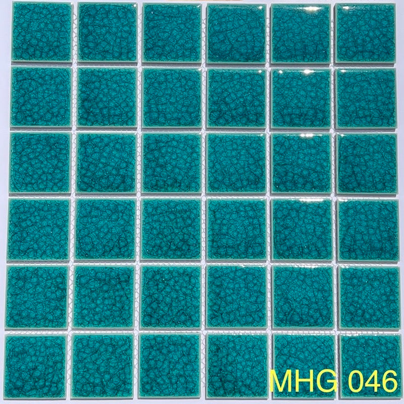 2-Layer Cracked Glaze Ceramic Mosaic Tiles Jade Green 046 