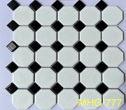 White Octagonal Mosaic Tiles Small Cells 
