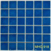 2-Layer Cracked Glaze Ceramic Mosaic Tiles, Sea Blue 