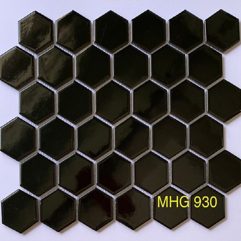 Black hexagonal mosaic tiles 