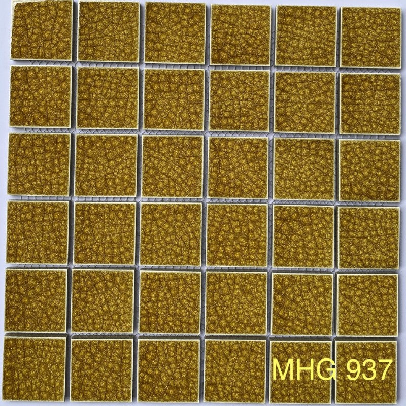 2-Layer Cracked Glaze Ceramic Mosaic Tile Yellow 48x48 