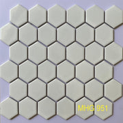 Glossy white hexagonal mosaic tiles 