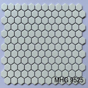 Small white hexagonal mosaic tiles 