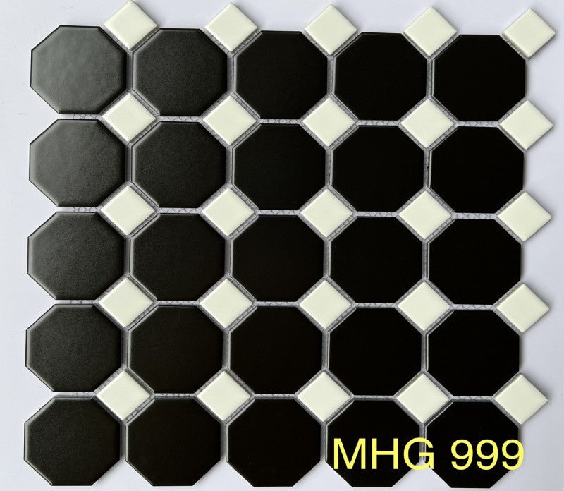 Black Octagonal Mosaic Tiles 