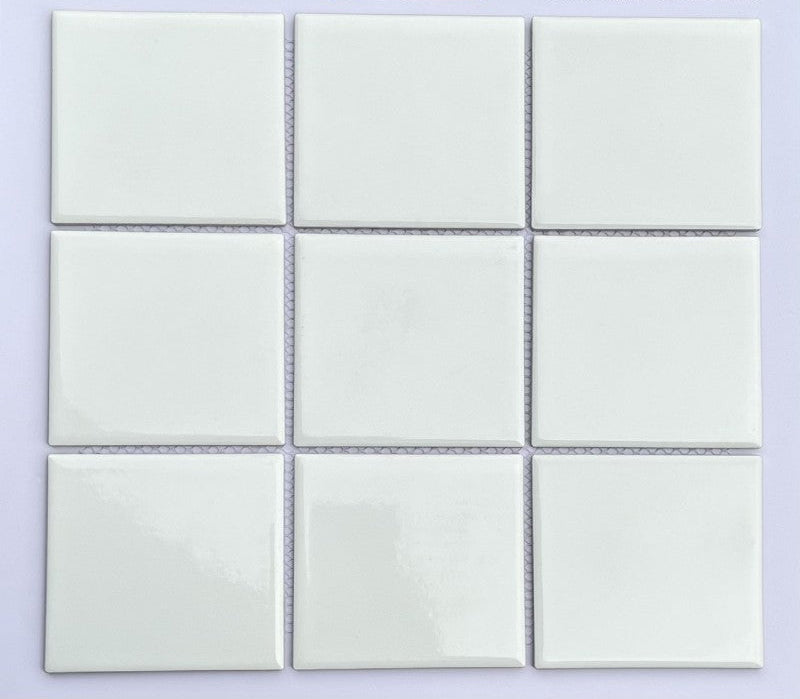 10x10 White Glossy Mosaic Tile 