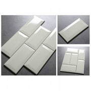 Light gray glossy beveled edge tile 75x150mm M751502X