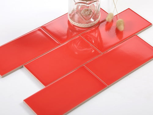 Flat glossy red tile KT 75x150mm NGT_M751510