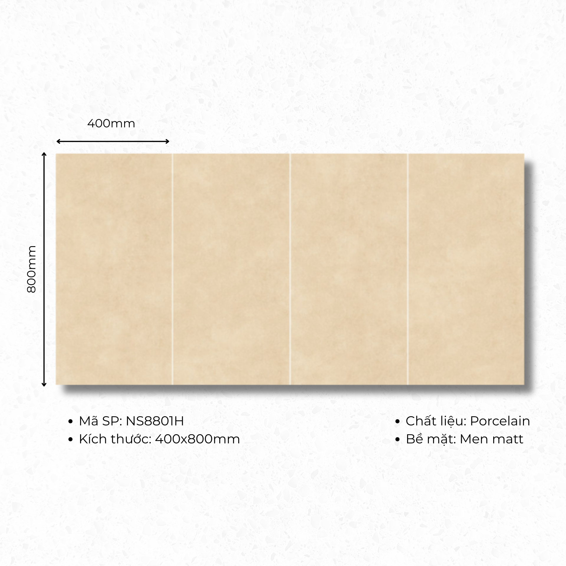 400x800 ceramic tiles code NS8801H (1 box/ 1.92m2/ 6 pieces/ 36.5kg)