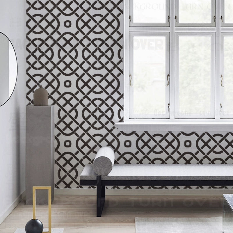 40cm - 80cm Stencil For Decor Wall Paint Painting Template Furniture Large Tradition Arabic African Ancient Ethnic Flower S216