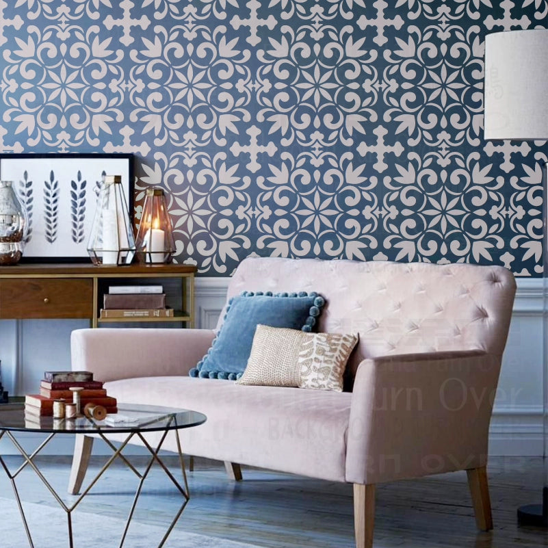 40cm - 80cm Stencil For Decor Wall Paint Painting Template Furniture Large Tradition Arabic African Ancient Ethnic Flower S216