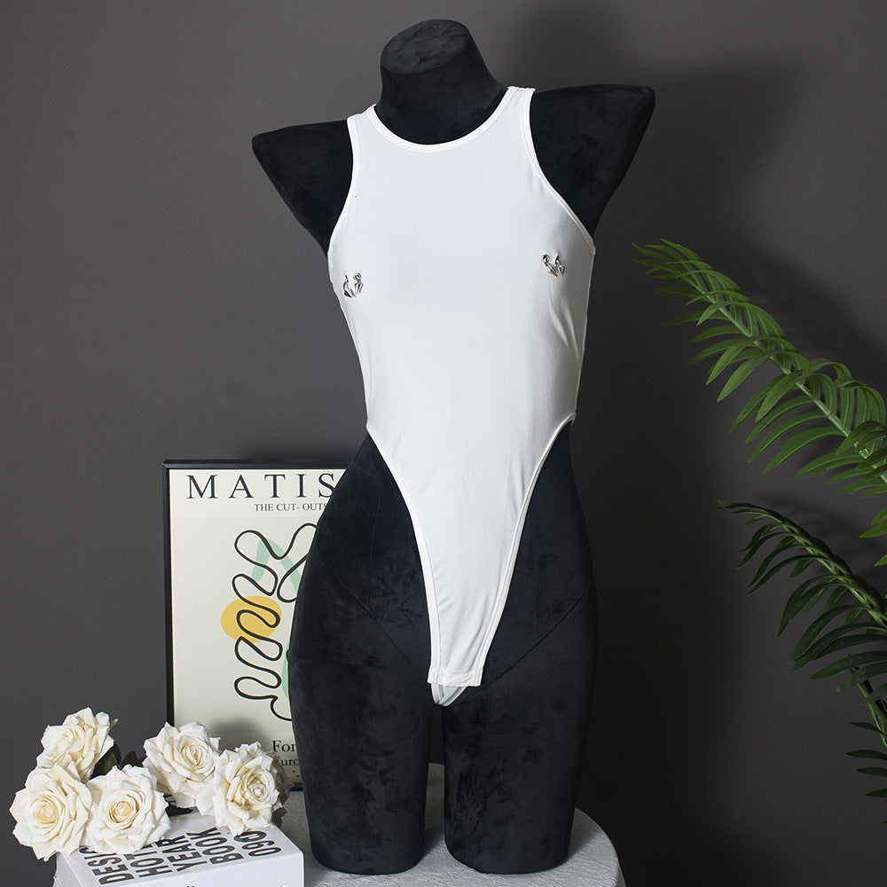 Gtpdpllt Crew Neck Sleeveless Bodysuits White Summer Tank Tops Woman Y2K Clothing Fashion Streetwear Outfits Rompers