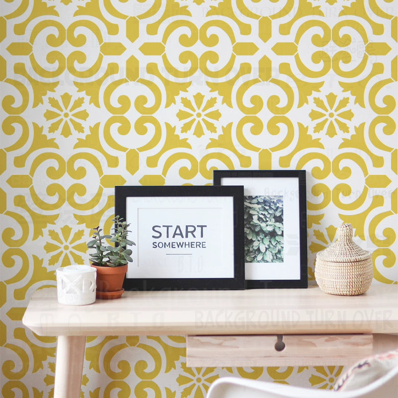40cm - 80cm Stencil For Decor Wall Paint Painting Template Furniture Large Tradition Arabic African Ancient Ethnic Flower S216