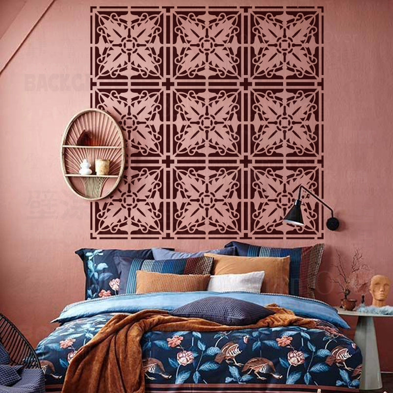40cm - 80cm Stencil For Decor Wall Paint Painting Template Furniture Large Tradition Arabic African Ancient Ethnic Flower S216