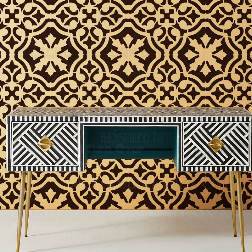 40cm - 80cm Stencil For Decor Wall Paint Painting Template Furniture Large Tradition Arabic African Ancient Ethnic Flower S216
