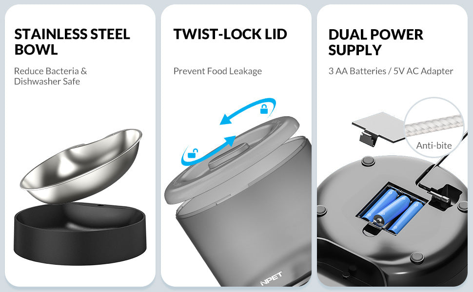 Pet Feeder Automatic Quantitative 4L Grain Storage Bucket Electric Intelligent Feeding Integrated Cat and Dog Feeding Machine - Daisan Mart