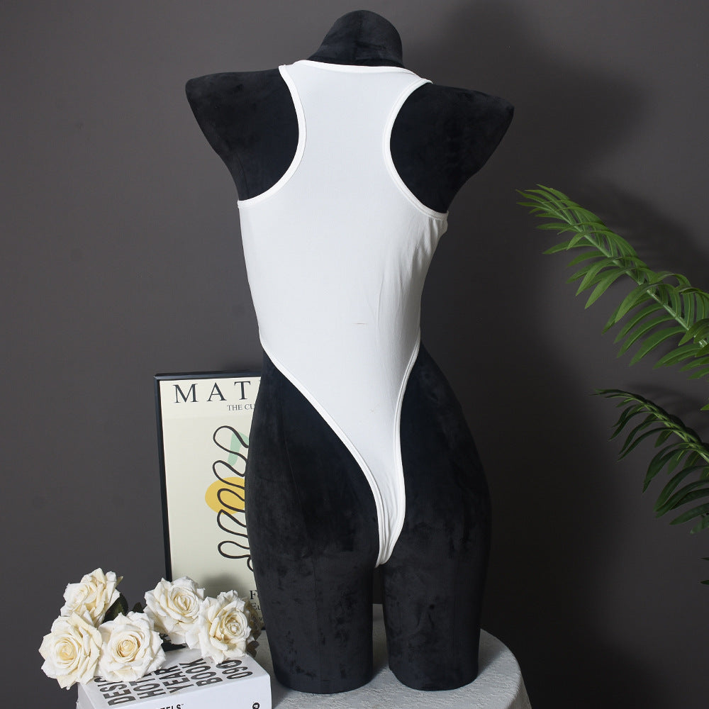 Gtpdpllt Crew Neck Sleeveless Bodysuits White Summer Tank Tops Woman Y2K Clothing Fashion Streetwear Outfits Rompers