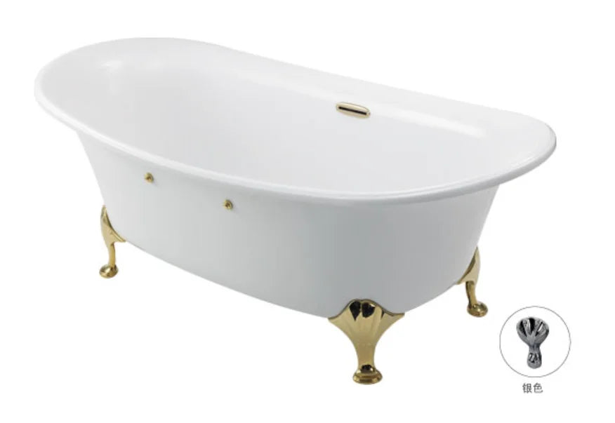 Pearl bathtub without armrest, gold legs PPY1806PWGEP