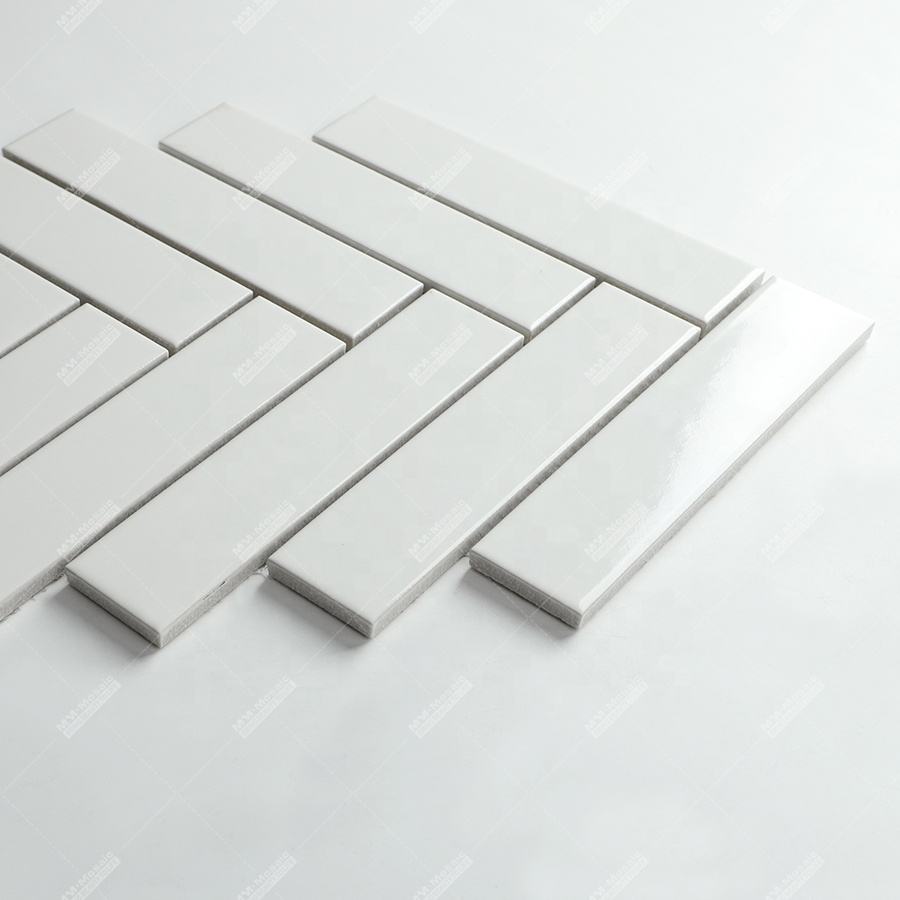 Vietnamese brick tiles, flat glossy cream, size 50x200 mm, PSTA50201, Goods (1 box/ 50 pieces/ 1m2)